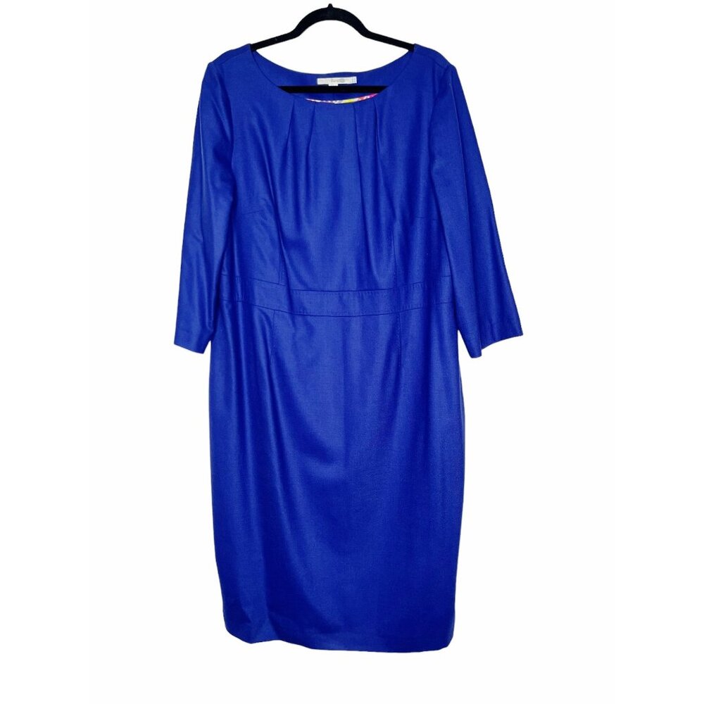 Boden Blue Chic Wool Dress Cobalt Royal Size 16 Long Style# WQ047